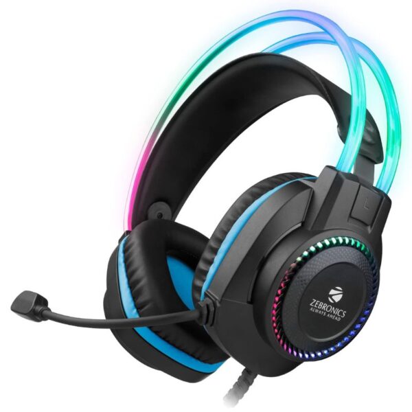 Zebronics Jet PRO Premium Wired Gaming On Ear Headphone with LED for Headband + earcups.
