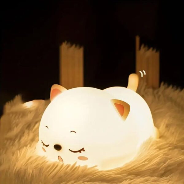 Rechargeable Silicone Cat Night Light for Kids  Kawaii Cat Lamp Tap and Touch Color-Changing LED Changing Lamp