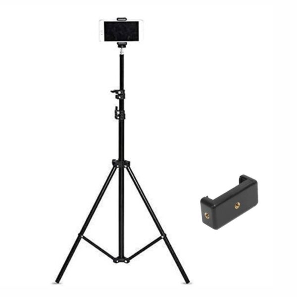Lightweight & Portable Portable 7 Feet (84 Inch) Long Tripod Stand with Adjustable Mobile Clip Holder