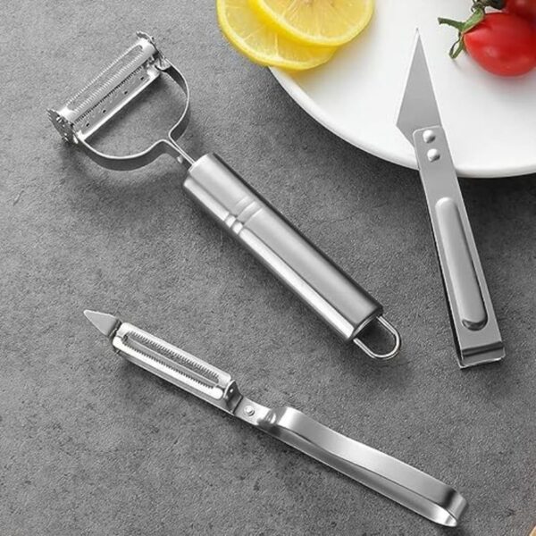 Vegetable & Fruit Peeller with Meat Cutter and Hand Peeler 3 in 1 Multifunctional Durable Razor Sharp Cutter Slicer.