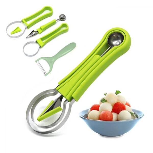 Melon Baller Scoop Set, Professional 5 in 1 Stainless Steel Watermelon Cutter Fruit Carving Tools Set.