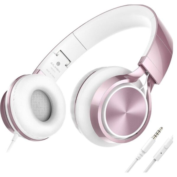Headphones with Microphone for Chromebook Laptop Computer Smartphone, 3.5mm Foldable Lightweight Headphones