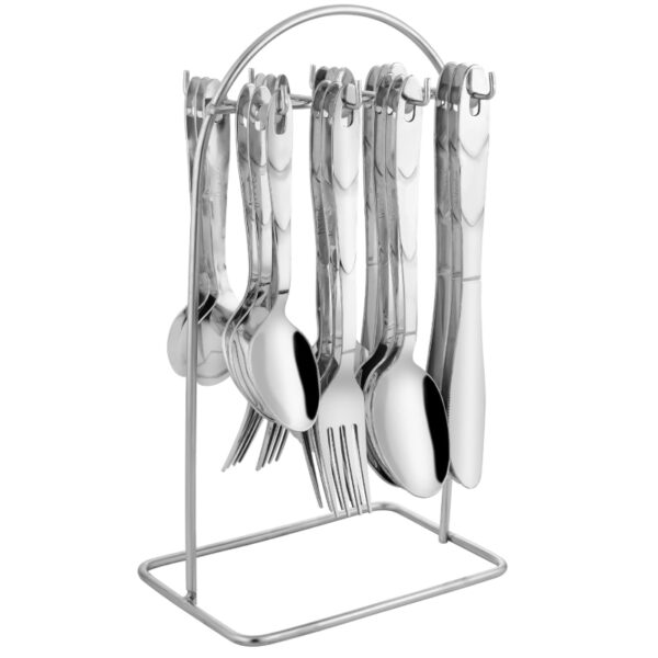 25 Pieces Glory Stainless Steel Cutlery Set for Home & Kitchen (Contains: 6 Table Spoons, 6 Forks, 6 Tea Spoons, 6 Knives, 1 Stand